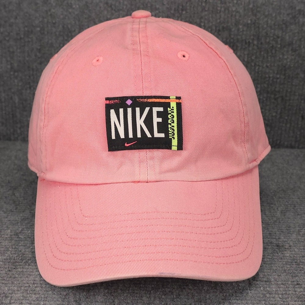 Nike Hat Cap Strap Back One Size Pink Retro Gym Hike Heritage86 Just Do It Patch